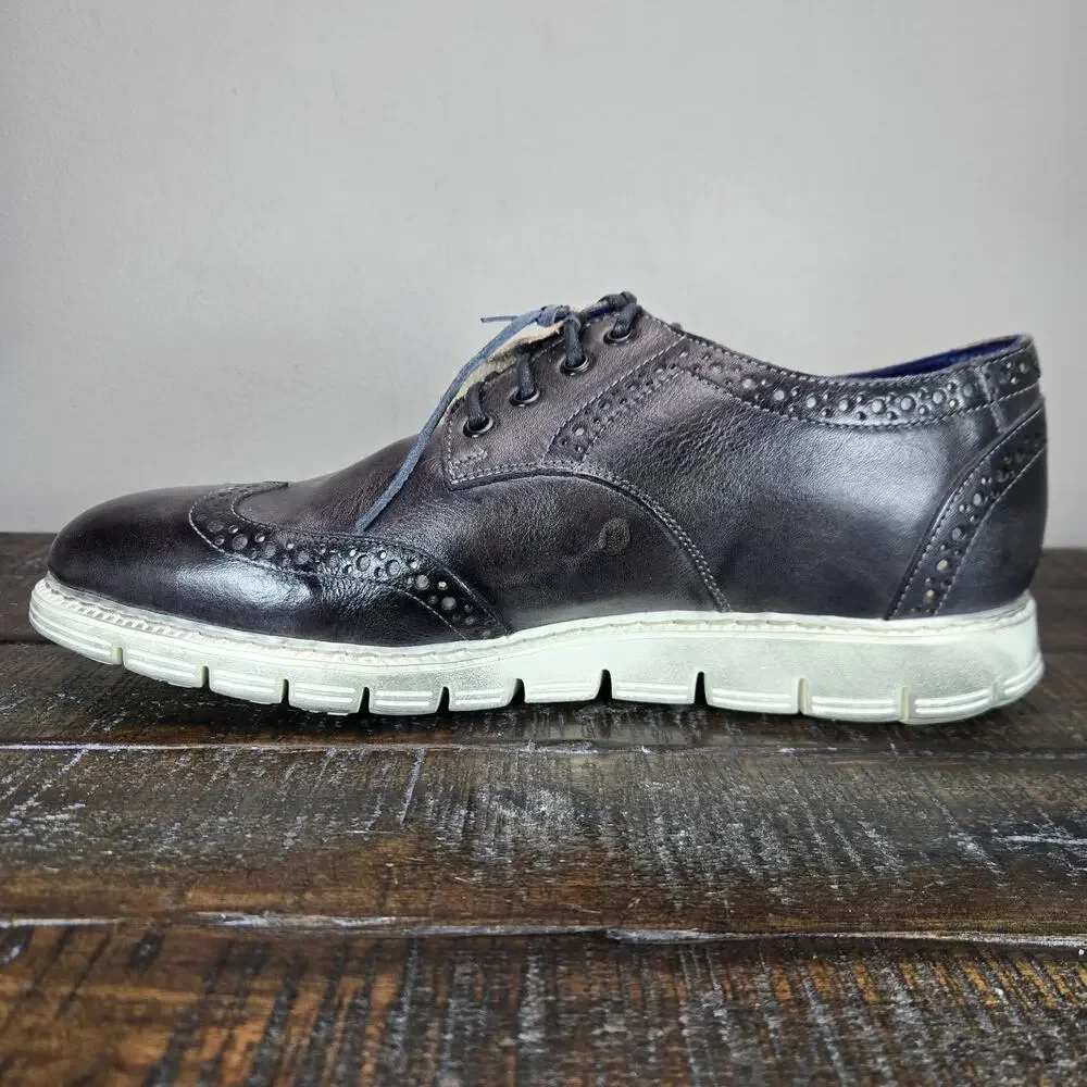 NEW BED STU Cayuga II Mens Size 9 Oxford Sneakers Organic Leather Gray White